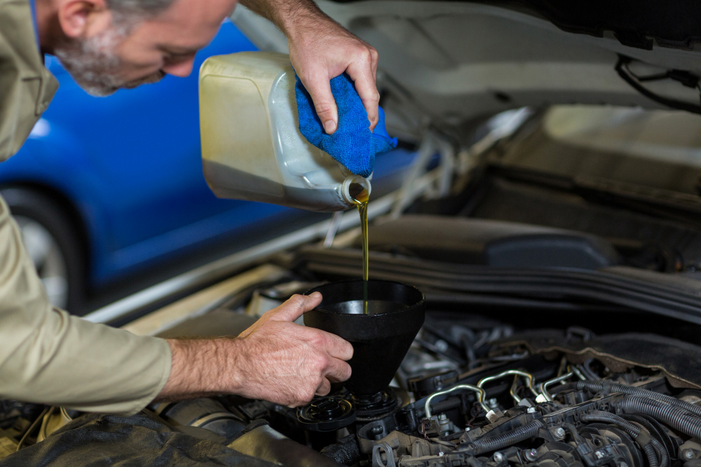 Synthetic oil service performed at oil change shop Gonzales